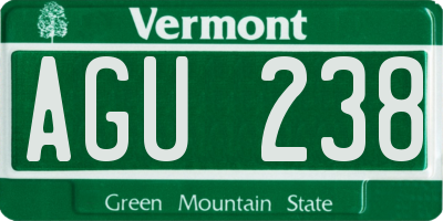 VT license plate AGU238