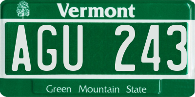 VT license plate AGU243