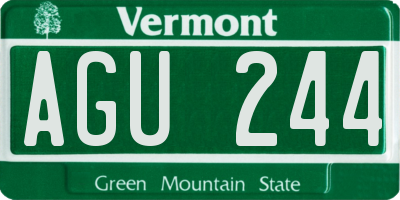 VT license plate AGU244