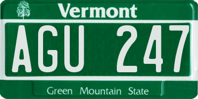 VT license plate AGU247