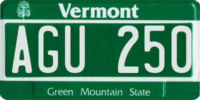 VT license plate AGU250