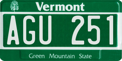 VT license plate AGU251