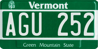VT license plate AGU252