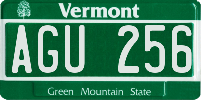 VT license plate AGU256
