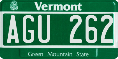 VT license plate AGU262