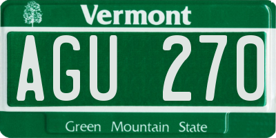 VT license plate AGU270