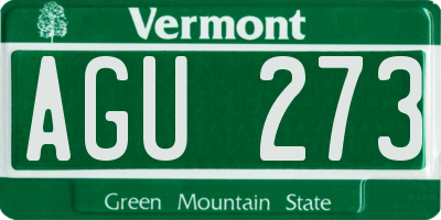 VT license plate AGU273