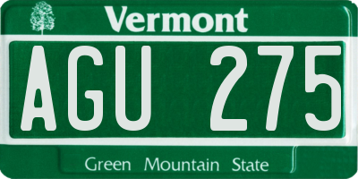 VT license plate AGU275