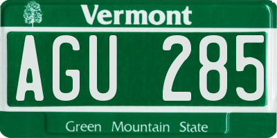 VT license plate AGU285