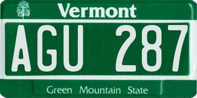 VT license plate AGU287