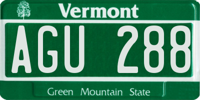 VT license plate AGU288