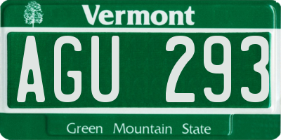 VT license plate AGU293