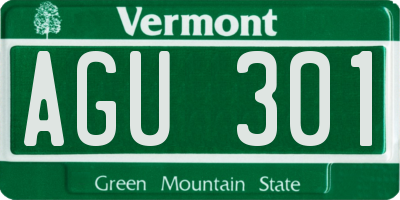 VT license plate AGU301