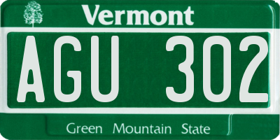 VT license plate AGU302