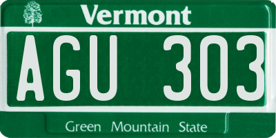 VT license plate AGU303