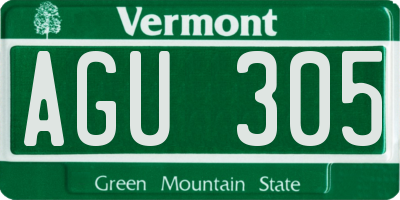 VT license plate AGU305