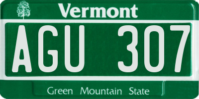 VT license plate AGU307