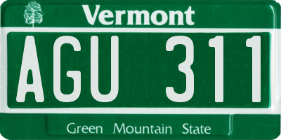 VT license plate AGU311