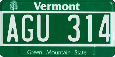 VT license plate AGU314