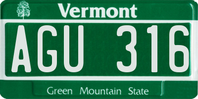 VT license plate AGU316
