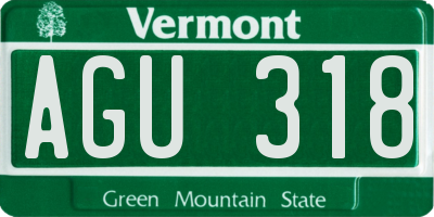 VT license plate AGU318