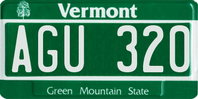 VT license plate AGU320