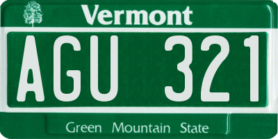 VT license plate AGU321