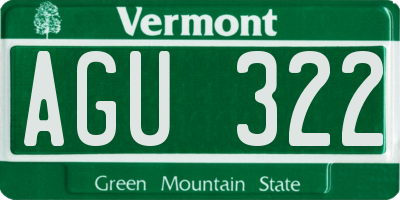 VT license plate AGU322