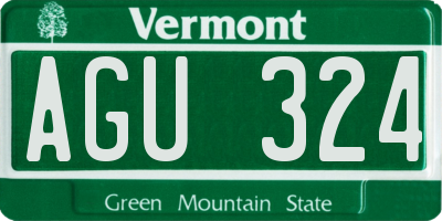 VT license plate AGU324