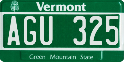 VT license plate AGU325