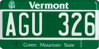 VT license plate AGU326