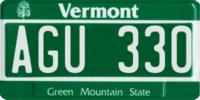VT license plate AGU330
