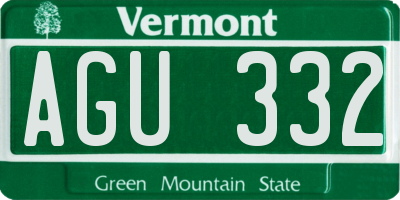VT license plate AGU332