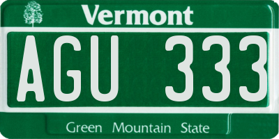 VT license plate AGU333