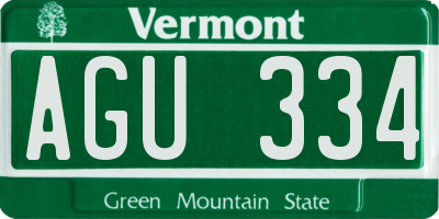 VT license plate AGU334