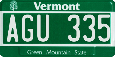 VT license plate AGU335