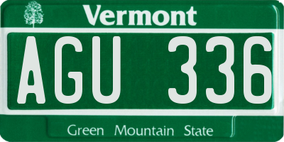 VT license plate AGU336