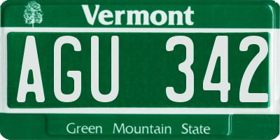 VT license plate AGU342