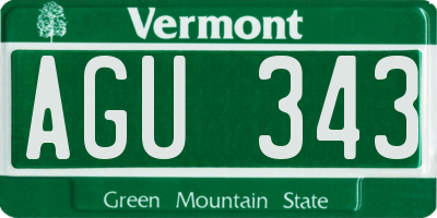 VT license plate AGU343