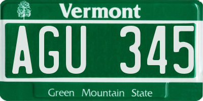 VT license plate AGU345