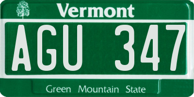 VT license plate AGU347
