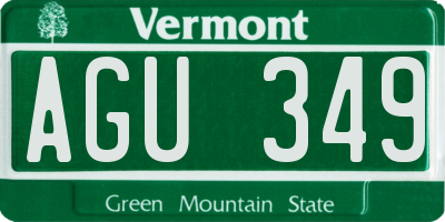 VT license plate AGU349
