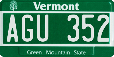 VT license plate AGU352