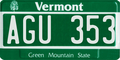 VT license plate AGU353