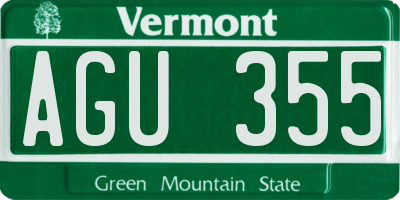 VT license plate AGU355