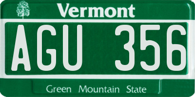 VT license plate AGU356