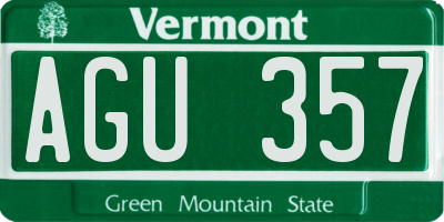 VT license plate AGU357