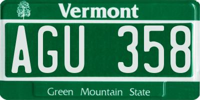 VT license plate AGU358