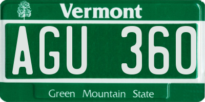 VT license plate AGU360