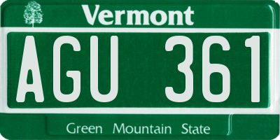 VT license plate AGU361